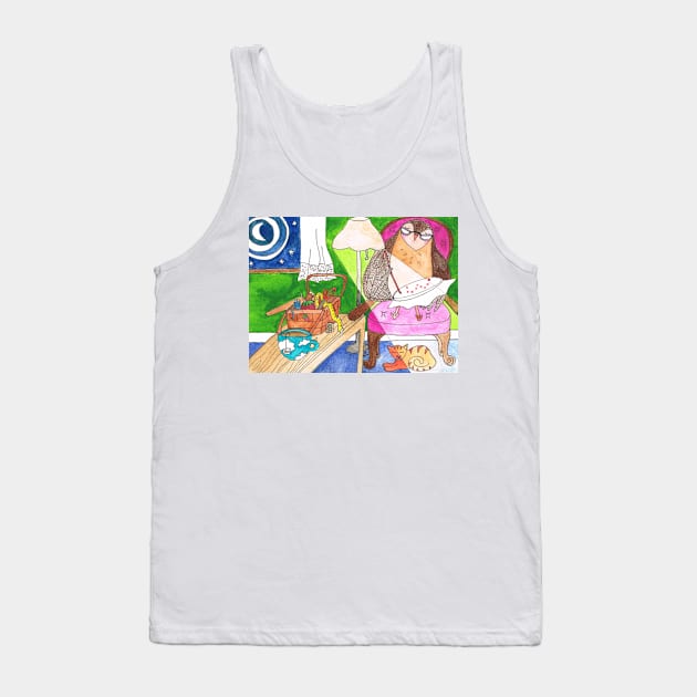 Needlepoint Owl Tank Top by lvsuz